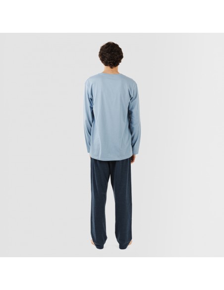 Pigiama lungo uomo con bottoni indaco - blu navy pijama-largo-con-botones