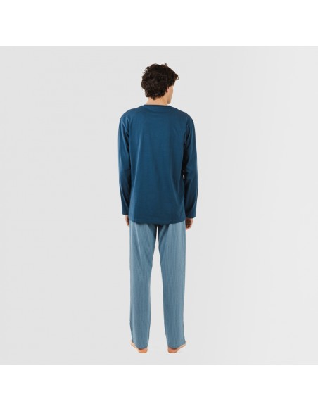 Pigiama lungo uomo cotone Kristoff blu navy pijama-algodon