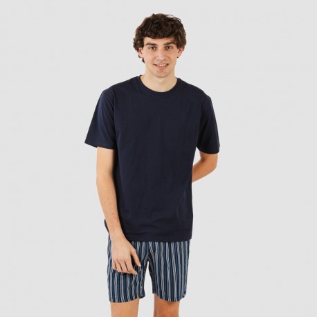 Pigiama corto cotone uomo Raya Galileo blu navy pijama-corto-algodon