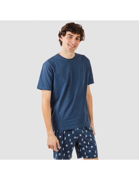 Pigiama corto cotone uomo Aaron blu navy pijama-corto-algodon