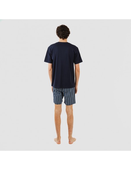 Pigiama corto cotone uomo Raya Galileo blu navy pijama-corto-algodon