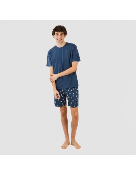 Pigiama corto cotone uomo Aaron blu navy pijama-corto-algodon