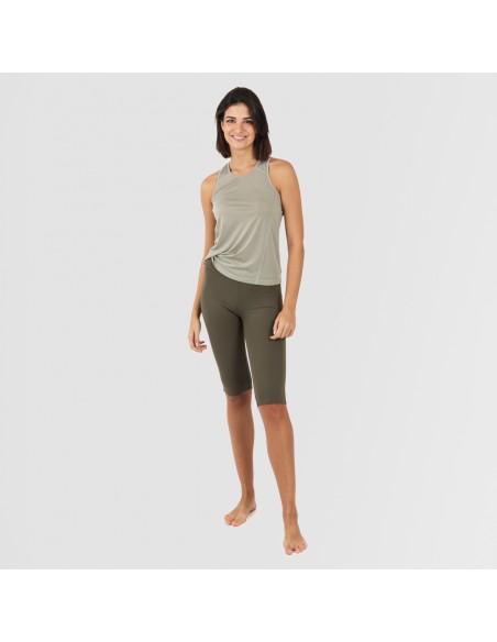 Set sportivo leggings corti donna verde foglia/militare conjunto-deportivo-leggings-corto-mujer