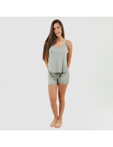 Pigiama con spalline soft tinta unita pijama-tirantes-mujer-punto-suave