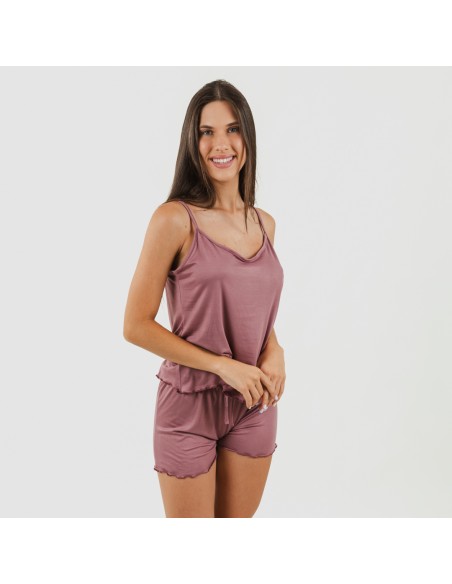 Pigiama con spalline soft tinta unita pijama-tirantes-mujer-punto-suave