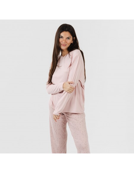 Pigiama lungo soft Maya rosa chiaro pigiami-lunghi-donna