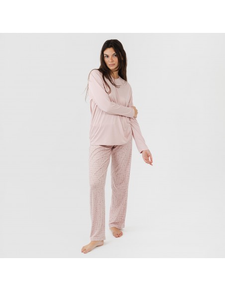 Pigiama lungo soft Maya rosa chiaro pigiami-lunghi-donna