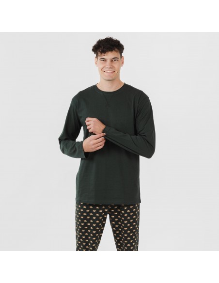 Pigiama lungo uomo cotone Nino verde bottiglia pijama-algodon