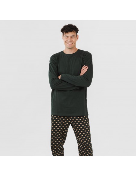 Pigiama lungo uomo cotone Nino verde bottiglia pijama-algodon