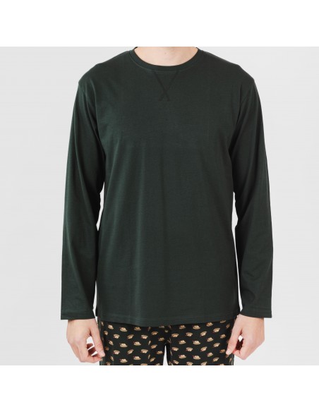 Pigiama lungo uomo cotone Nino verde bottiglia pijama-algodon