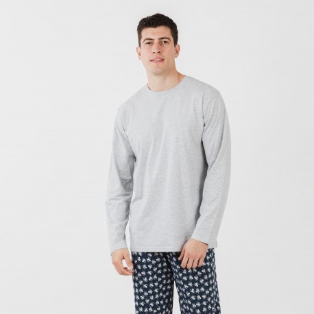 Pigiama lungo uomo cotone Octopus grigio pijama-algodon