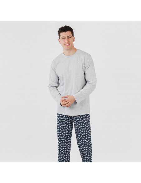 Pigiama lungo uomo cotone Octopus grigio pijama-algodon