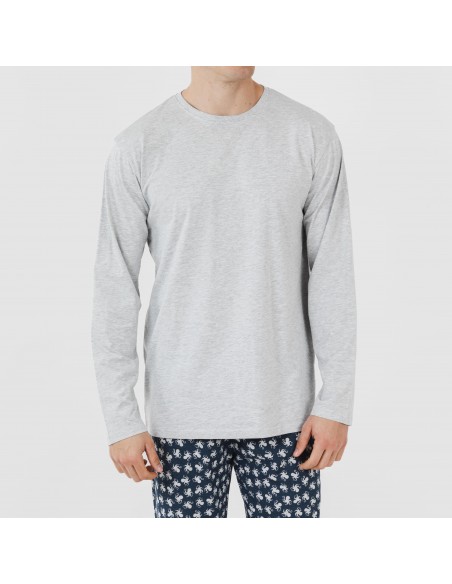 Pigiama lungo uomo cotone Octopus grigio pijama-algodon