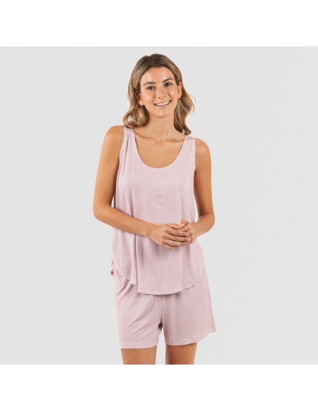 Pigiama con spalline viscosa Melanie malva pijama-tirantes-mujer-viscosa