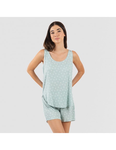 Pigiama con spalline viscosa Natalie verde tiffany pijama-tirantes-mujer-viscosa