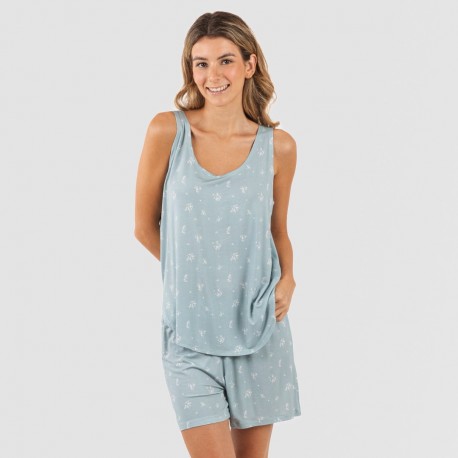 Pigiama con spalline viscosa Adriane verde acqua pijama-tirantes-mujer-viscosa