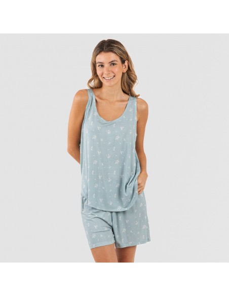 Pigiama con spalline viscosa Adriane verde acqua pijama-tirantes-mujer-viscosa