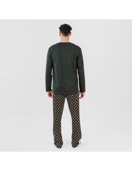 Pigiama lungo uomo cotone Nino verde bottiglia pijama-algodon