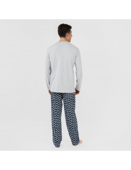 Pigiama lungo uomo cotone Octopus grigio pijama-algodon