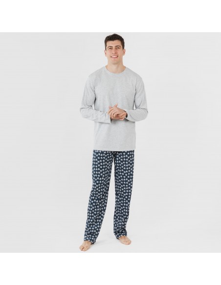 Pigiama lungo uomo cotone Octopus grigio pijama-algodon