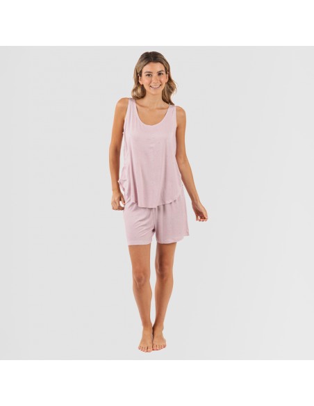 Pigiama con spalline viscosa Melanie malva pijama-tirantes-mujer-viscosa