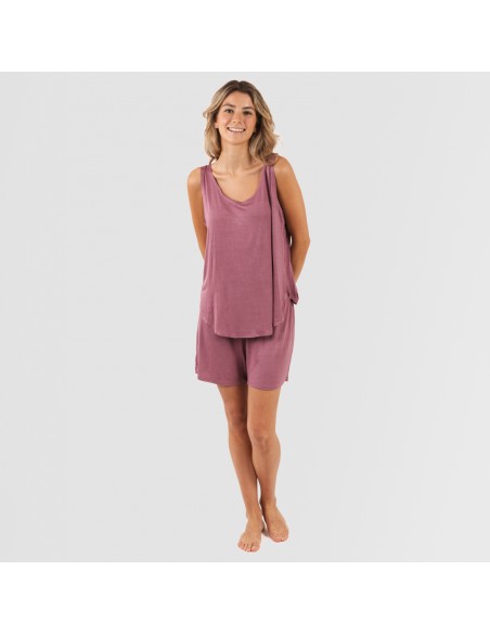 Pigiama con spalline viscosa tinta unita pijama-tirantes-mujer-viscosa