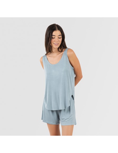 Pigiama con spalline viscosa tinta unita pijama-tirantes-mujer-viscosa