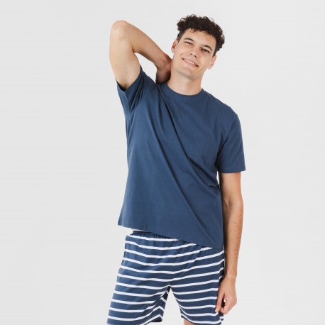 Pigiama corto cotone uomo Rafa blu navy pijama-corto-algodon