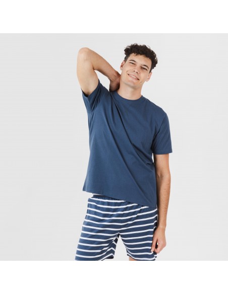 Pigiama corto cotone uomo Rafa blu navy pijama-corto-algodon