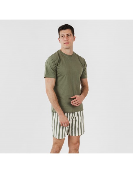 Pigiama corto cotone uomo Raya Aviles verde militare pijama-corto-algodon