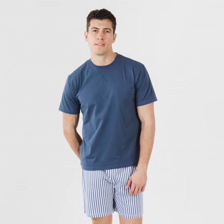 Pigiama corto cotone uomo Darryl blu navy pijama-corto-algodon