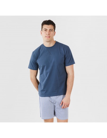 Pigiama corto cotone uomo Darryl blu navy pijama-corto-algodon