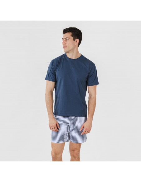 Pigiama corto cotone uomo Darryl blu navy pijama-corto-algodon