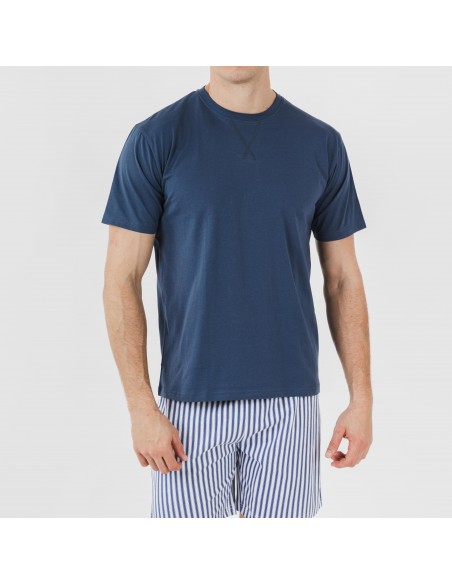 Pigiama corto cotone uomo Darryl blu navy pijama-corto-algodon