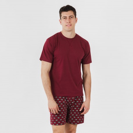 Pigiama corto cotone uomo Nino bordeaux pijama-corto-algodon