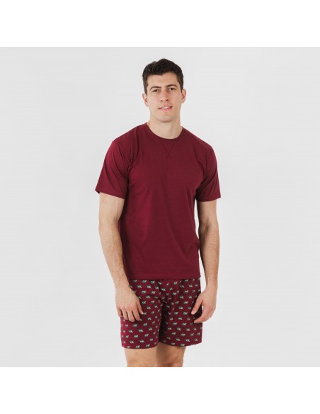 Pigiama corto cotone uomo Nino bordeaux pijama-corto-algodon