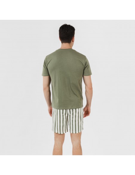 Pigiama corto cotone uomo Raya Aviles verde militare pijama-corto-algodon