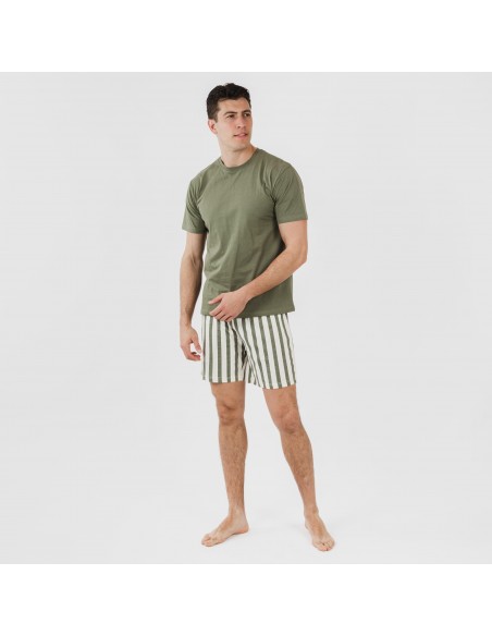 Pigiama corto cotone uomo Raya Aviles verde militare pijama-corto-algodon