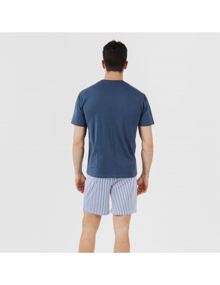 Pigiama corto cotone uomo Darryl blu navy pijama-corto-algodon