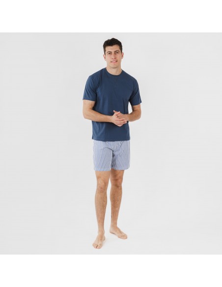 Pigiama corto cotone uomo Darryl blu navy pijama-corto-algodon