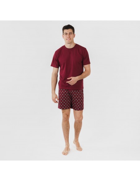 Pigiama corto cotone uomo Nino bordeaux pijama-corto-algodon