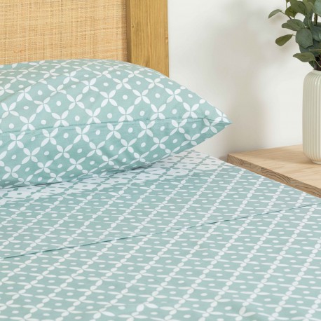 Set di lenzuola cotone Sinaloa reversibile verde tiffany lenzuola-cotone-100