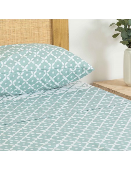 Set di lenzuola cotone Sinaloa reversibile verde tiffany lenzuola-cotone-100