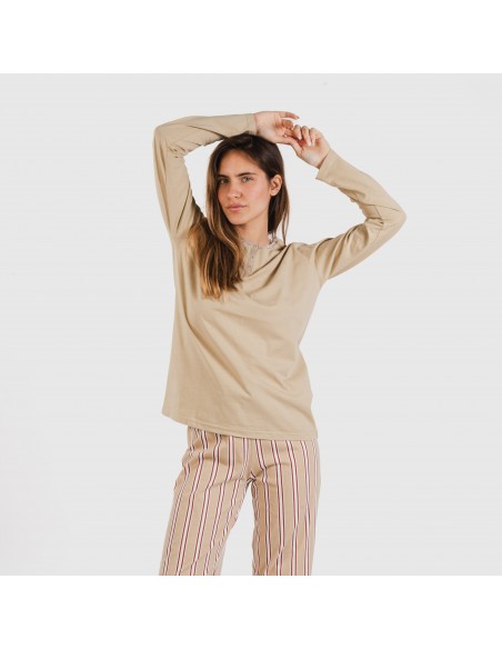 Pigiama lungo cotone Raya Ico beige pijama-largo-algodon