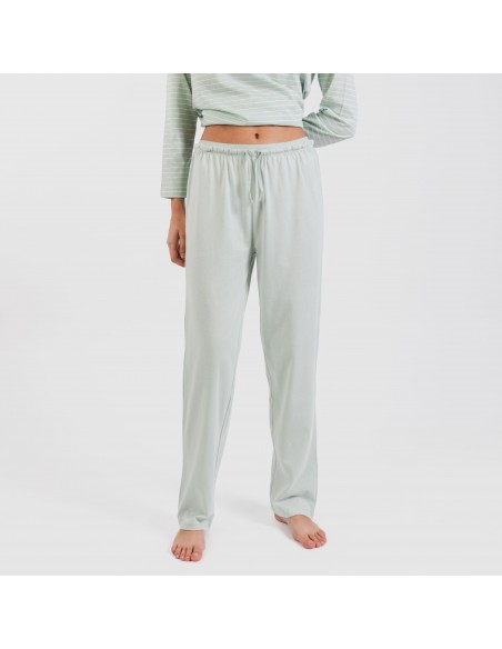 Pigiama lungo cotone Denis verde tiffany pijama-largo-algodon