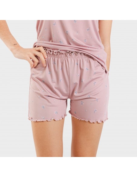 Pigiama corto mezza manica soft Melanie malva pijama-corto-sedoso