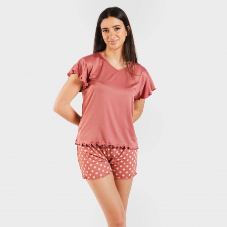 Pigiama corto mezza manica soft Missy marsala pijama-corto-sedoso