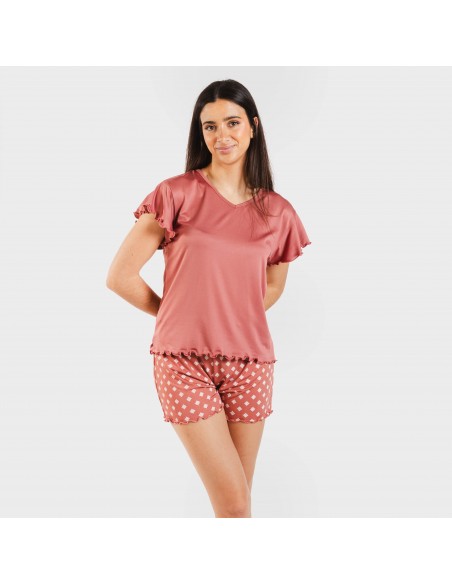 Pigiama corto mezza manica soft Missy marsala pijama-corto-sedoso