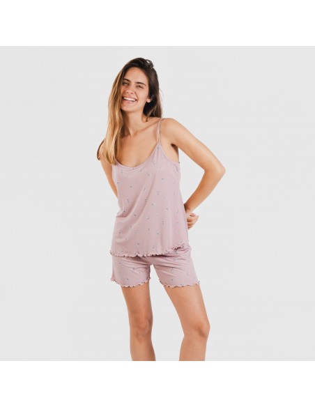 Pigiama con spalline soft Melanie malva pijama-tirantes-mujer-punto-suave