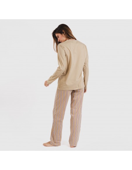 Pigiama lungo cotone Raya Ico beige pijama-largo-algodon